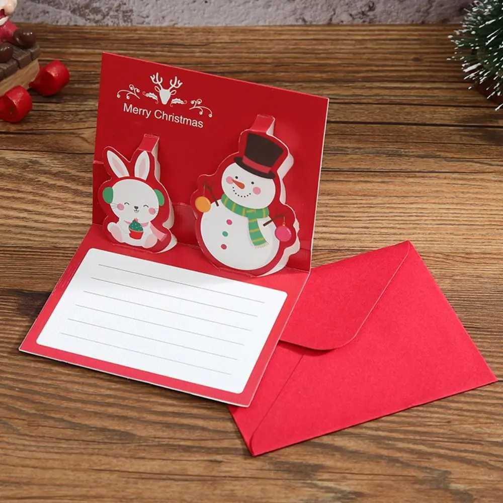 Christmas Tree Merry Christmas 3D Cards Handwriting Invitation Christmas -Up Cards Thank You Blessing New Year Greeting Cards H251210