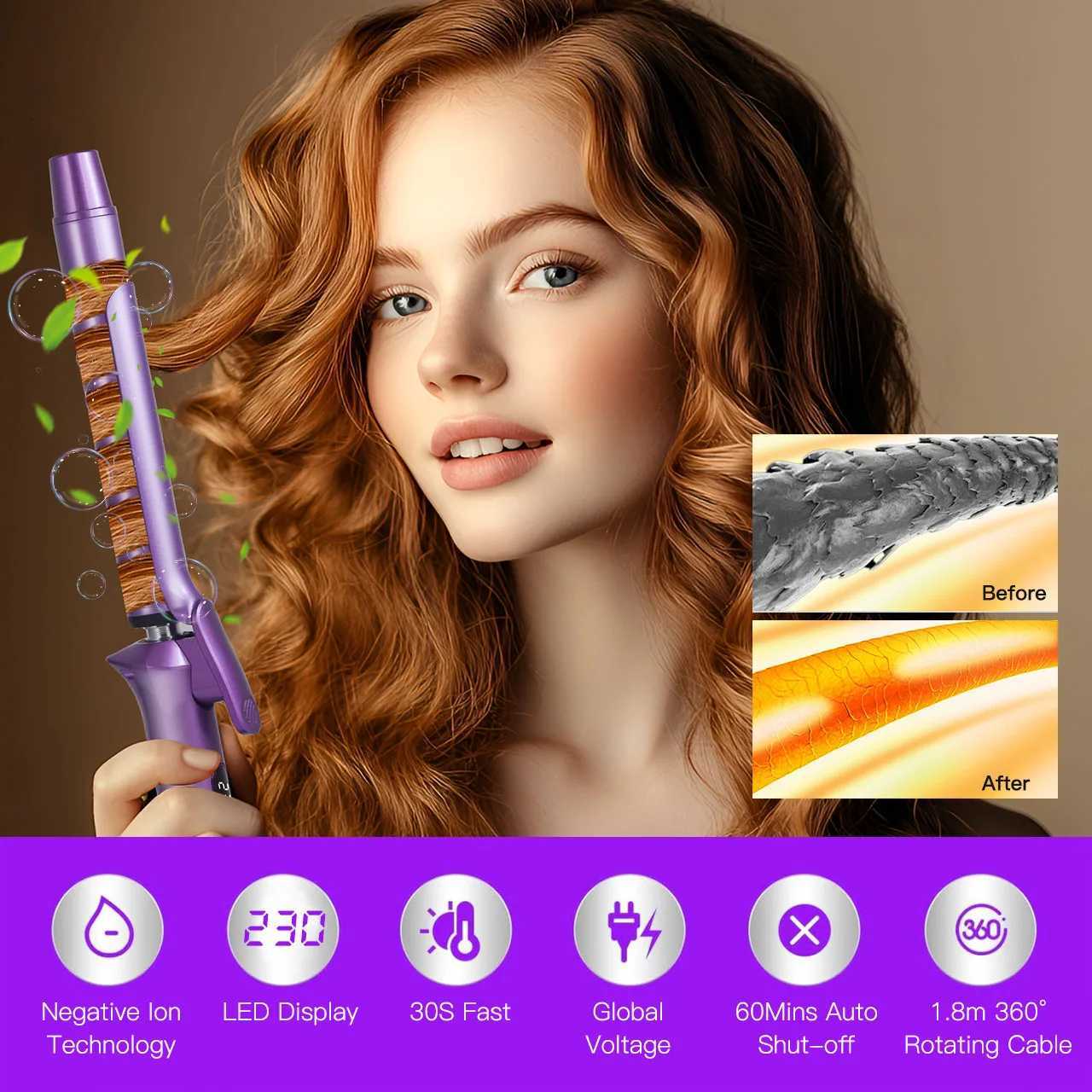 Hatteker Hair Curler Large Volume Does Not Hurt The Hair Perm Negative Ion 25mm Bangs Lasting Syling Electric Curling IronT251210