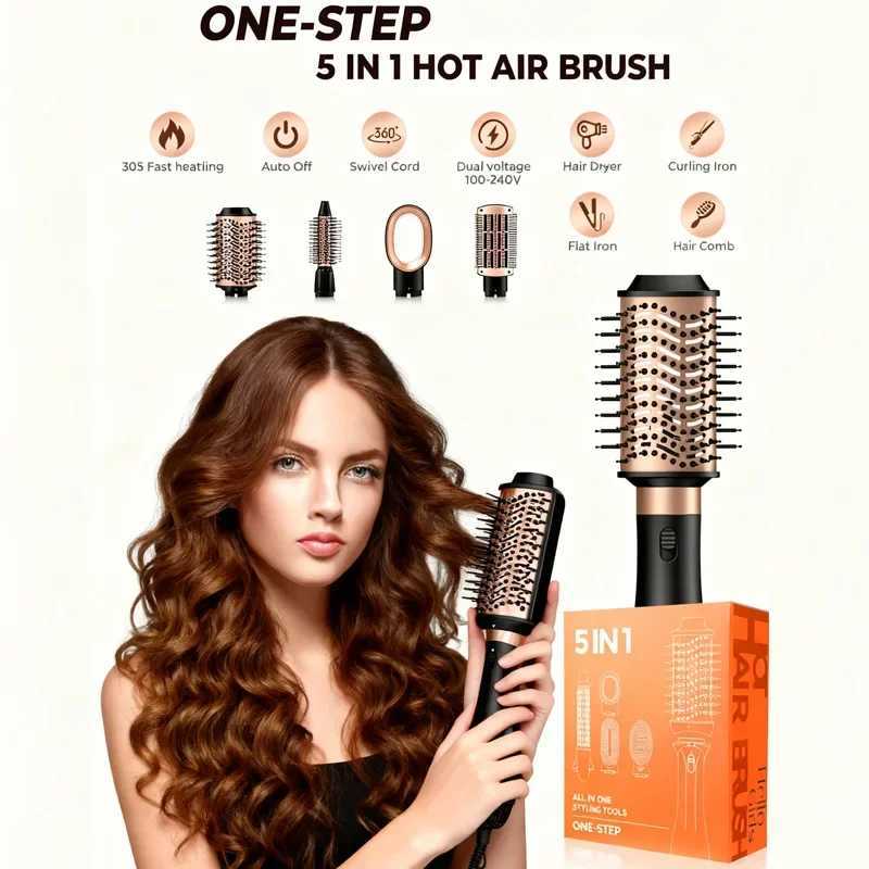 Hot Air Brush 5-in-1 Multifunctional Hair Styling ToolsHair Dryer Straightening Brush Hair Curler Straightening Brush220VT251210