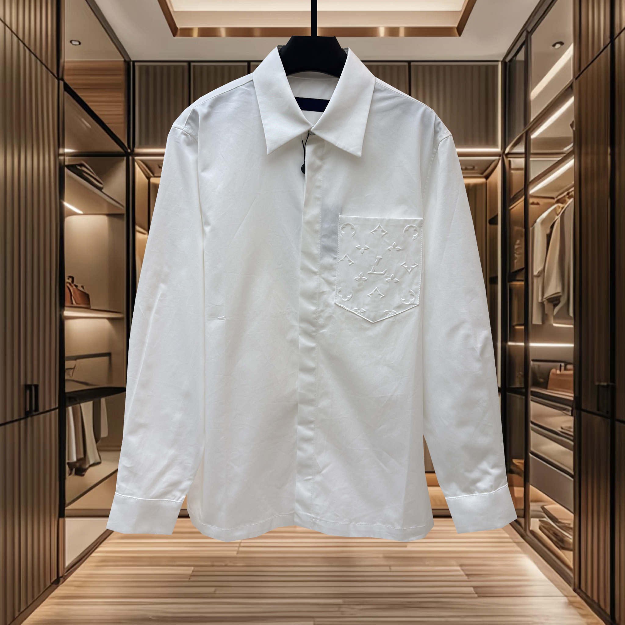 High quality designer men's men's shirt men's casual shirt new embossed pocket women's shirt long sleeved top