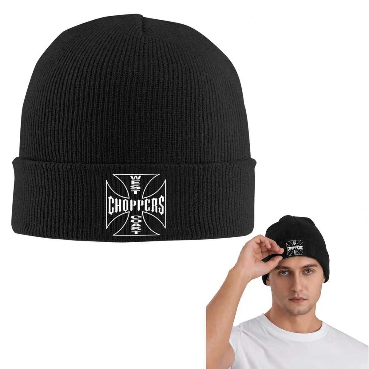Luxury Personalized West Coast Iron Cross Choppers Warm Knitted Cap Hip Hop Bonnet Hat Autumn Winter Outdoor Beanies Hats for Adult Y251209