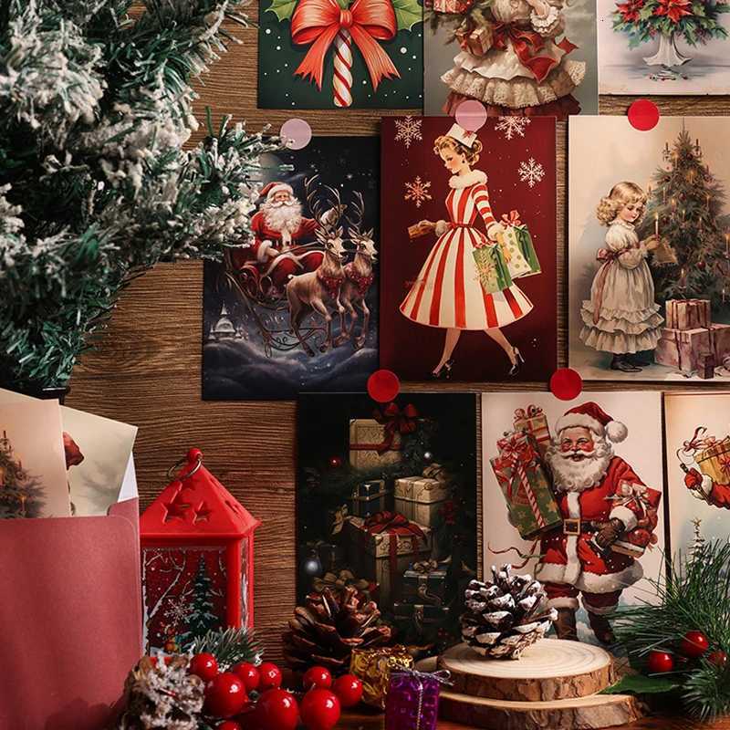 Christmas Cards Festival Holiday Greeting Cards Retro Illustrations Postcard DIY Christmas Scene Background Wall Decorations ZYF H251210