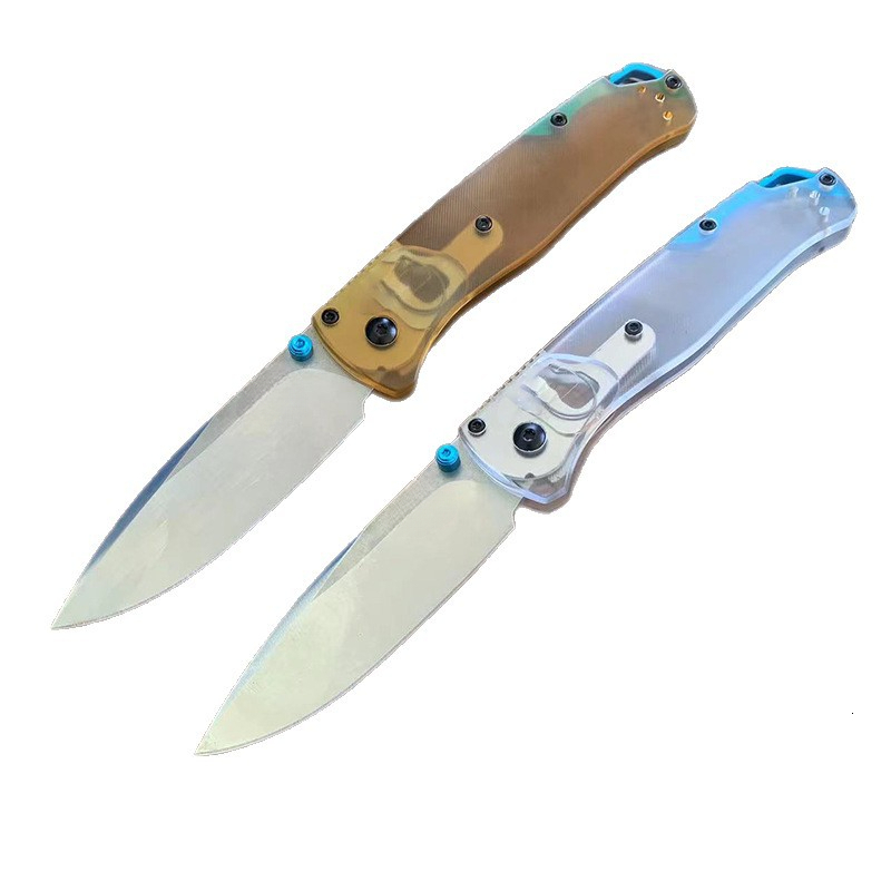 535PEI Transparent Outdoor Folding Knife Wild Camping Convenient Sharp Knife EDC Fruit Pocket knives for outdoor travel