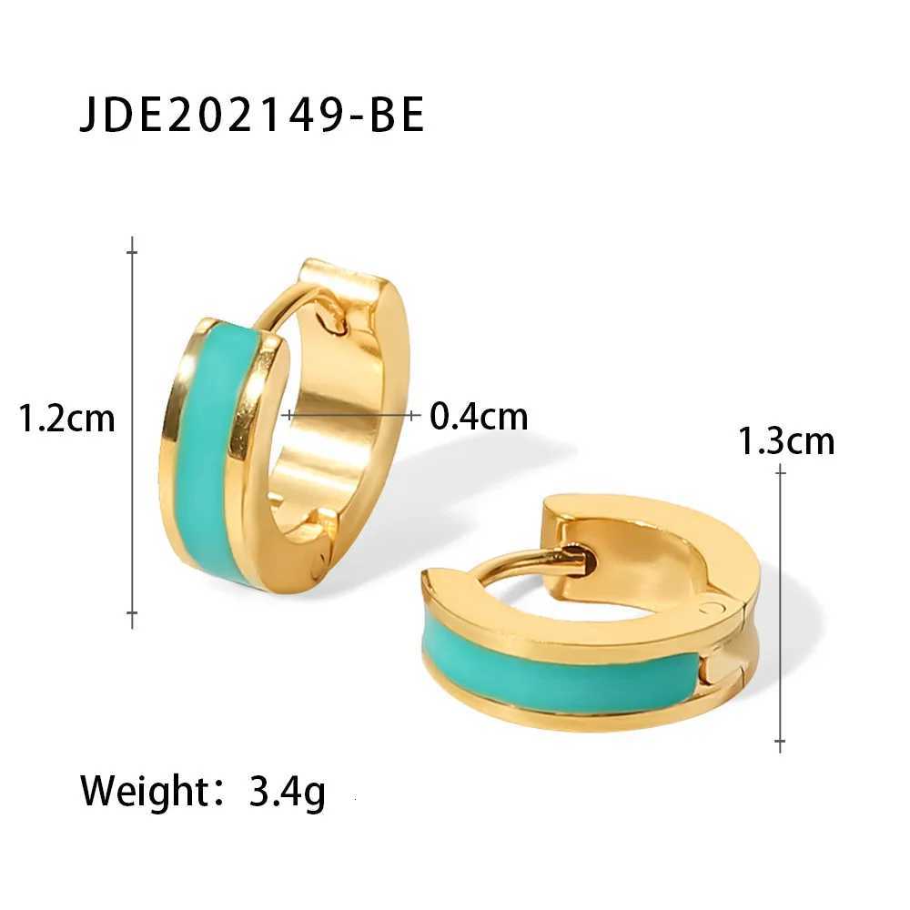 High Quality Ins Style 18K Gold Plated Small Hoop Earrings Tarnish Free Stainless Steel Enamel Huggie Earrings For WomenXJ251210 - view 7