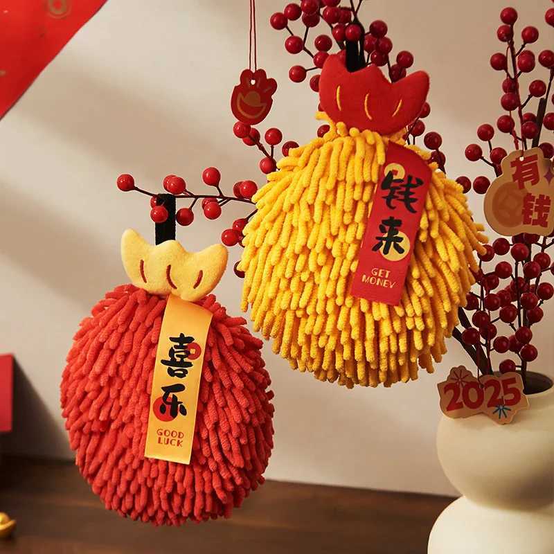 New Year Red Handkerchief Bathroom Hanging Hand Towel Absorbent Kitchen Towel Christmas Wedding Decoration New year Decoration C251210