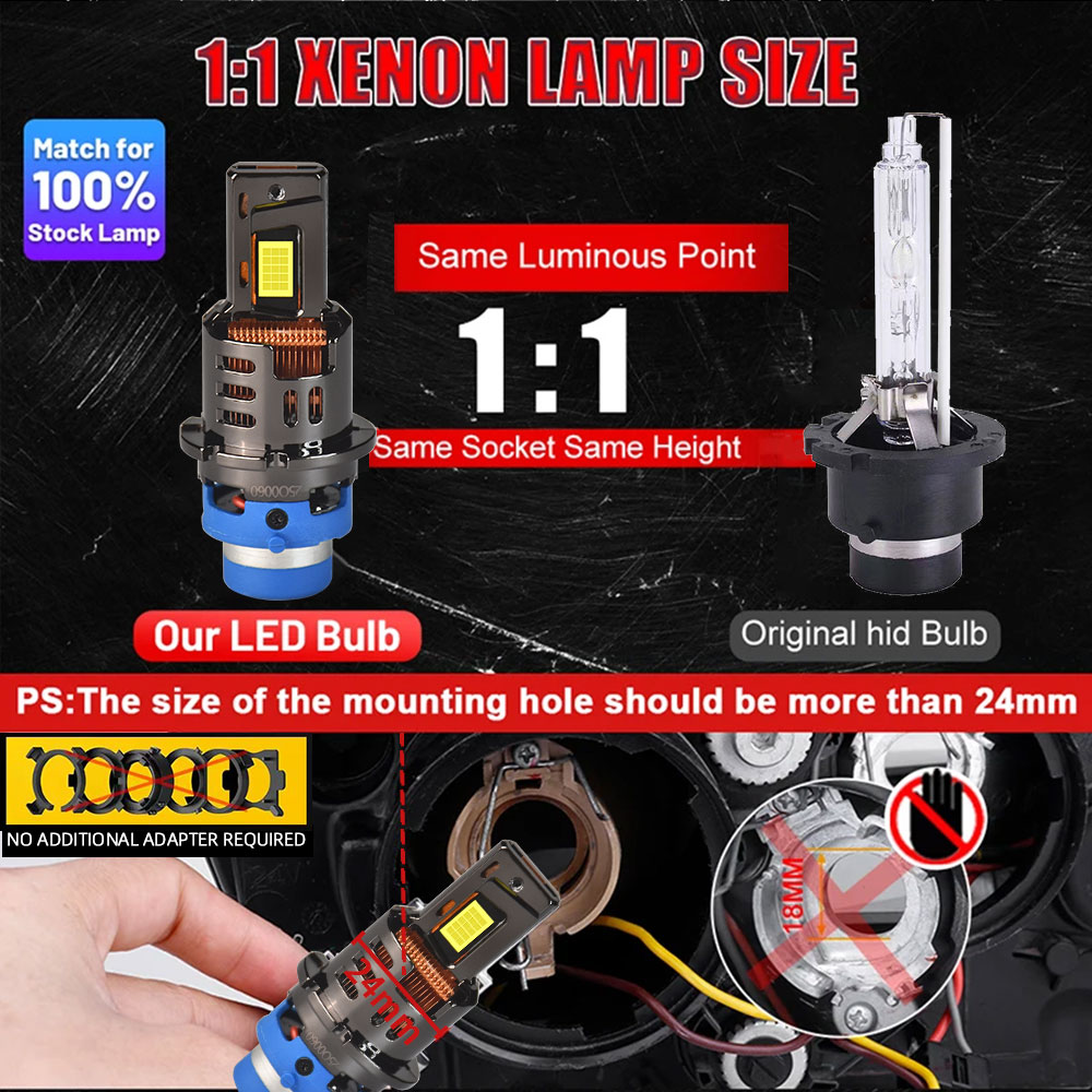 Infitary Super Bright D2S D2R D4S D4R Headlight LED Car Bulb CANBUS 6000K Auto Lamp Xenon Replacement No Dark Spot Plug and Play