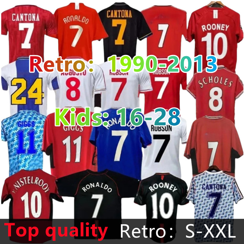Retro United Manchest Soccer Jerseys Long Sleeved Ronaldo Rooney Giggs Nani 2006 2007 2008 Home Away Scholes Tevez BERBATOV VIDIC Vintage Classic Football Shirs