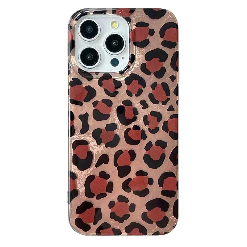 Korean Style Minimalist Foil Leopard Pattern Compatible with iPhone 17 Pro Max Apple 16 Phone Case 14 Feather Gauze 15 for Girls