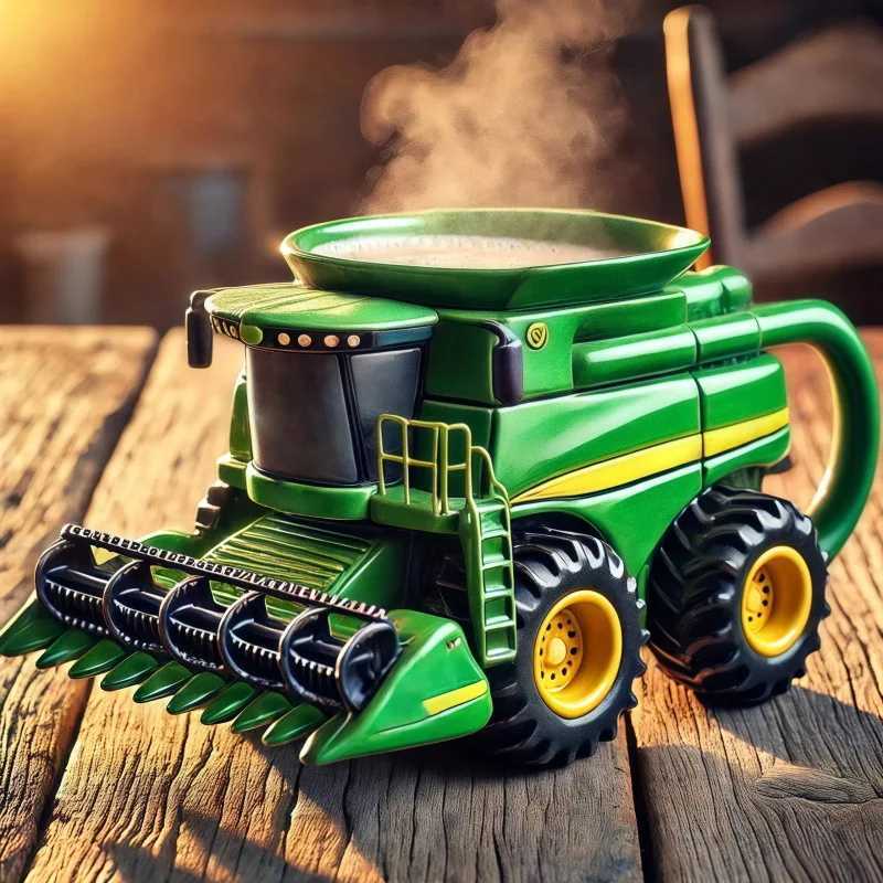 Vintage Green Tractor Farm Equipment Themed Mugs Retro Agriculture Design Coffee Mug for Farmers And Agriculture Lovers C251210