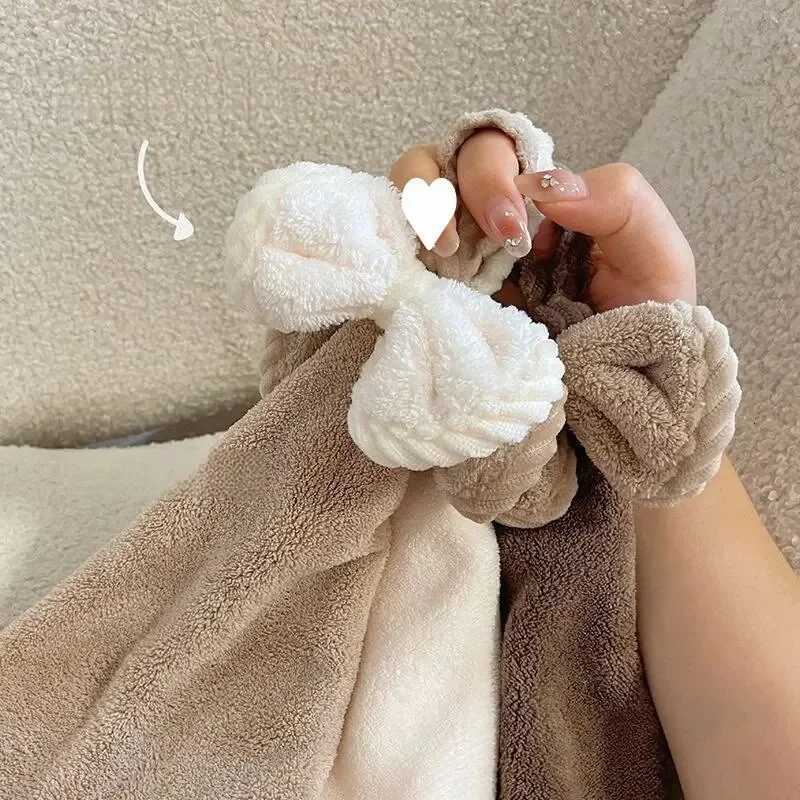 Hand Wiping Cute Bow Hanging Coral Fleece Hand Towel Bathroom Absorbent Small Towel CHILDRENS Home Quick Drying C251210