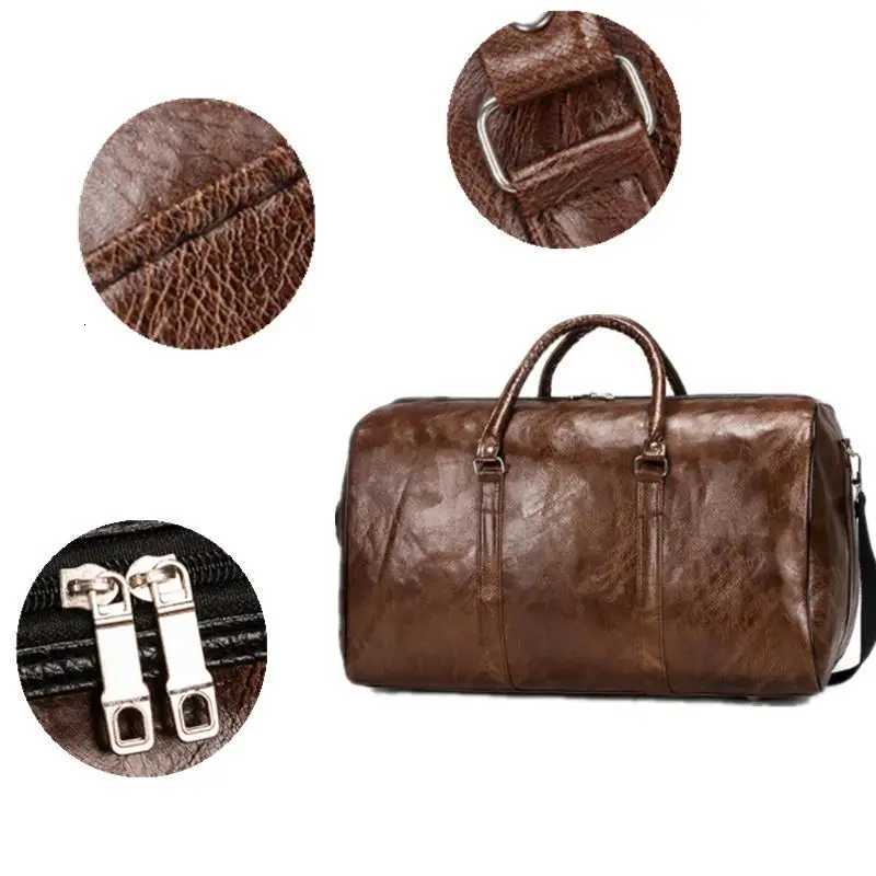 Leather Travel Bag Large Duffle Independent Big Fitness Bags Handbag Bag Lage Shoder Bag Black Men Fi Zipper Pu Y251209