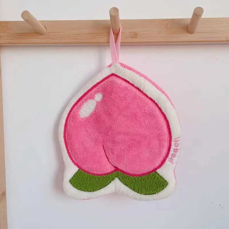 Cartoon Fruit Hand Towel Hanging Absorbent Bathroom Kerchief Coral Fleece Thickened Washcloth C251210