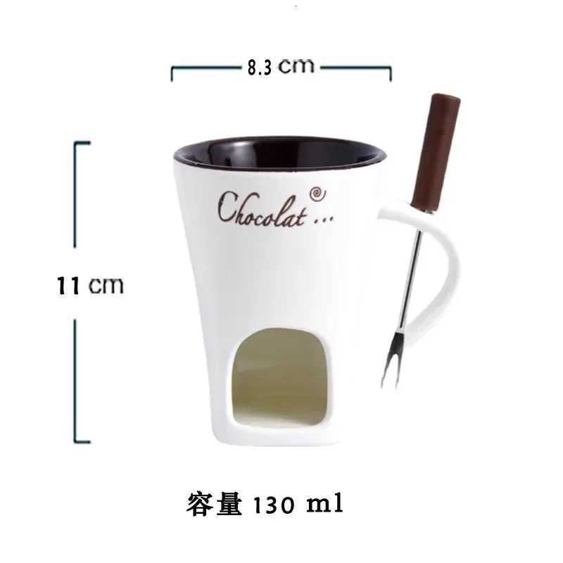 Creative Coffee Cup Cutlery 130ml European Candle Cup Cheese Chocolate Melting Ceramic Mug with Fork for Heating Food C251210