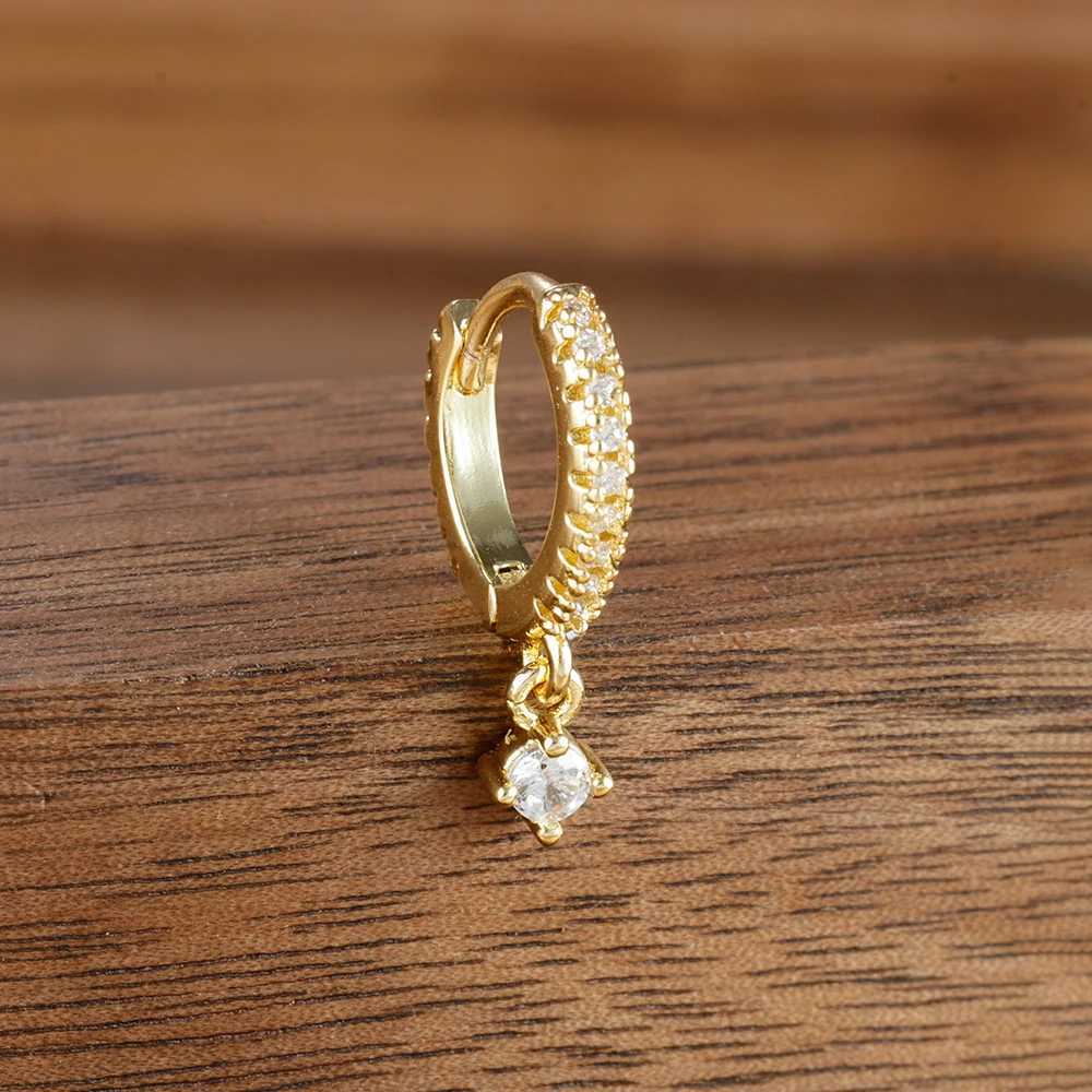 Stainless Steel Small Hoop Earrings Women Gold Color Butterfly Star Leaf Zircon Minimal Earring Cartilage Piercing Jewelry 1PCXJ251210 - view 6