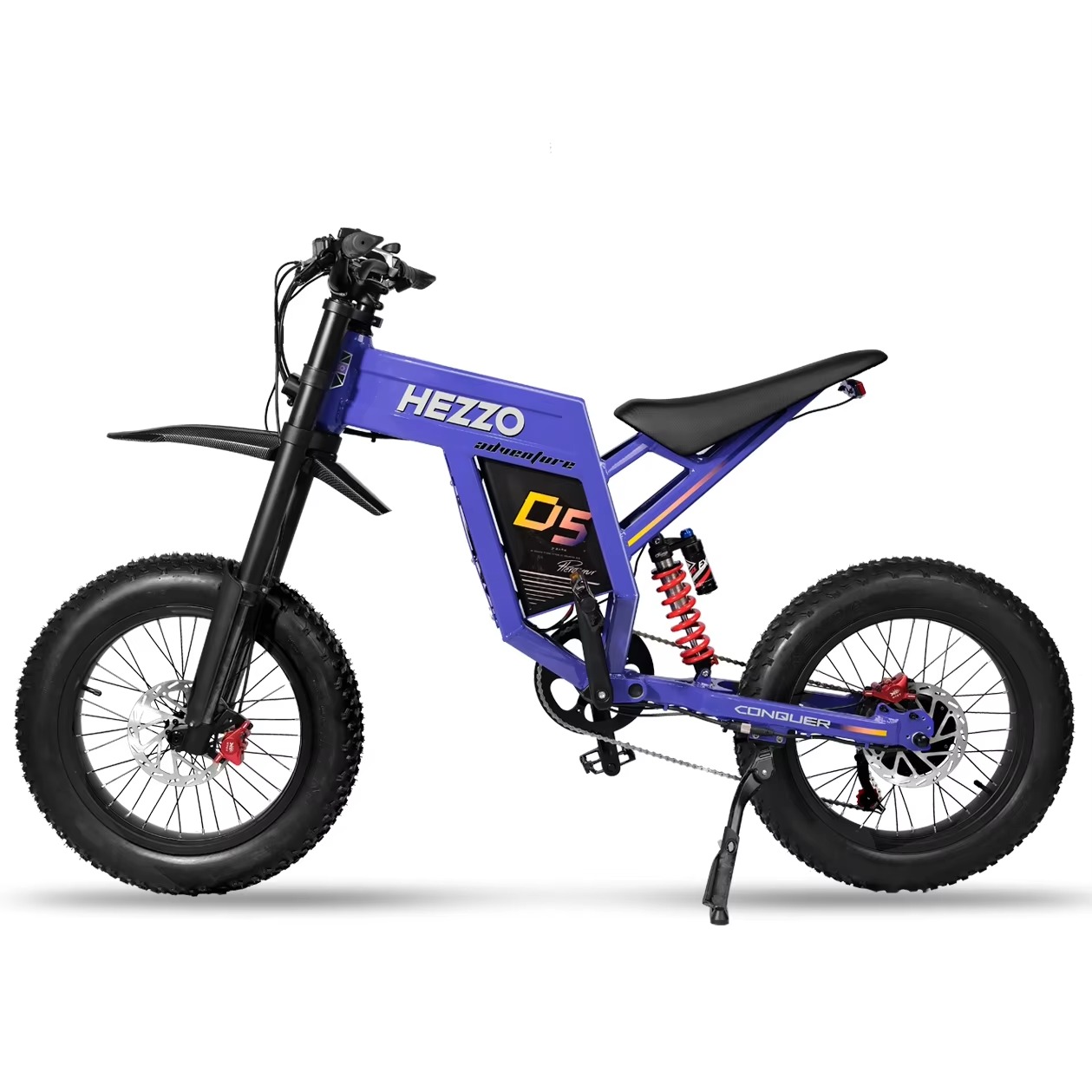 Dirt Bike Style HEZZO D5 3000W Hybrid Vehicle 43Mph Equipped w/Lithium Batteries (60V 30Ah), Dual Oil Brakes, Up to 75 Miles of Ride