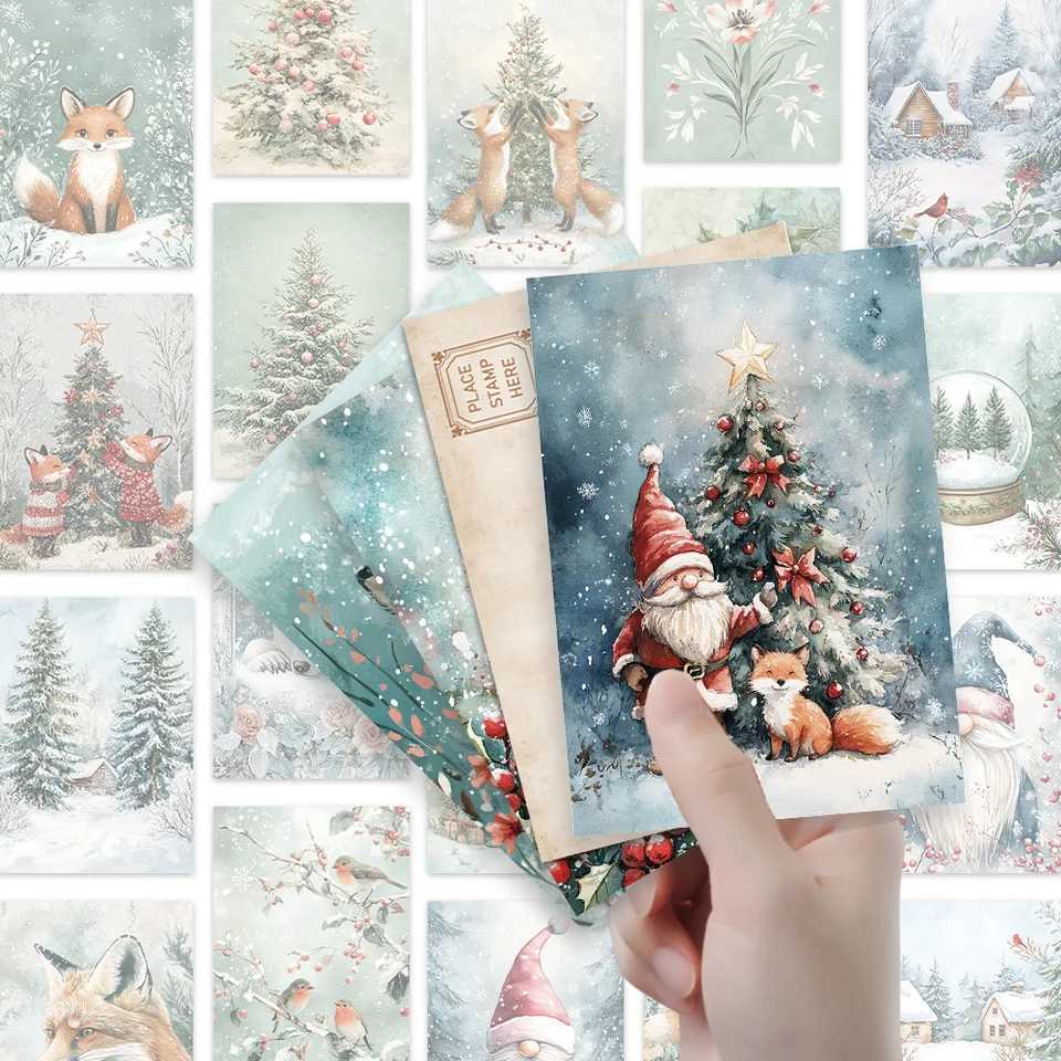 32pcs Forest Christmas Snowflake Fox Postcards Cheap Bedro Decor Thick Cardstock High Definition Printing Gift Collection H251210