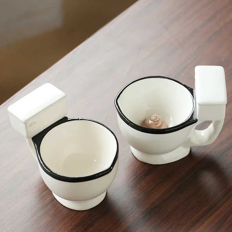 300ml Creative and Quirky Ceramic Cup Novel and Interesting Gift Toilet Ceramic Cup with Handle Coffee Tea Milk Ice Cream Cup C251210