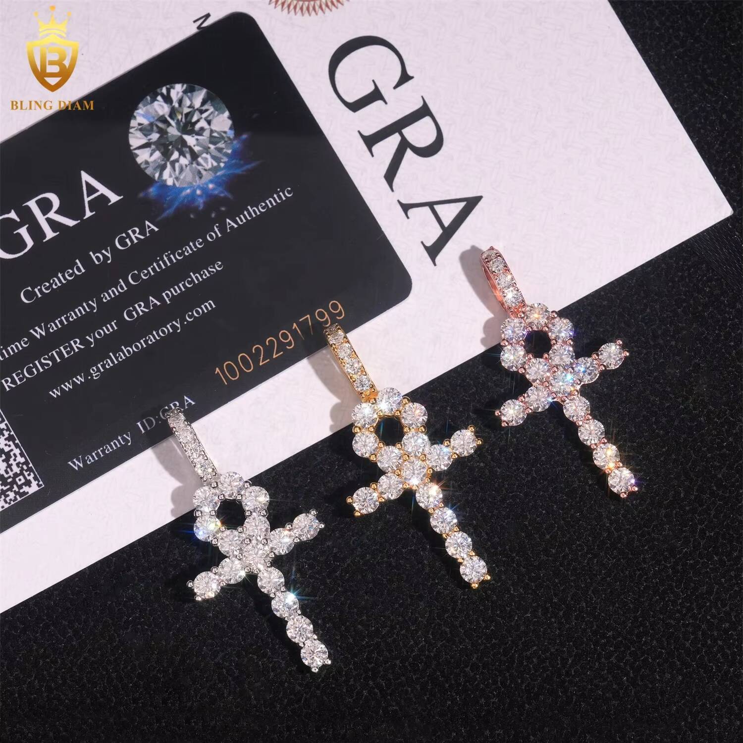 Wholesale Price 925 Sterling Silver Iced Out Custom VVS Moissanite Cross Pendant