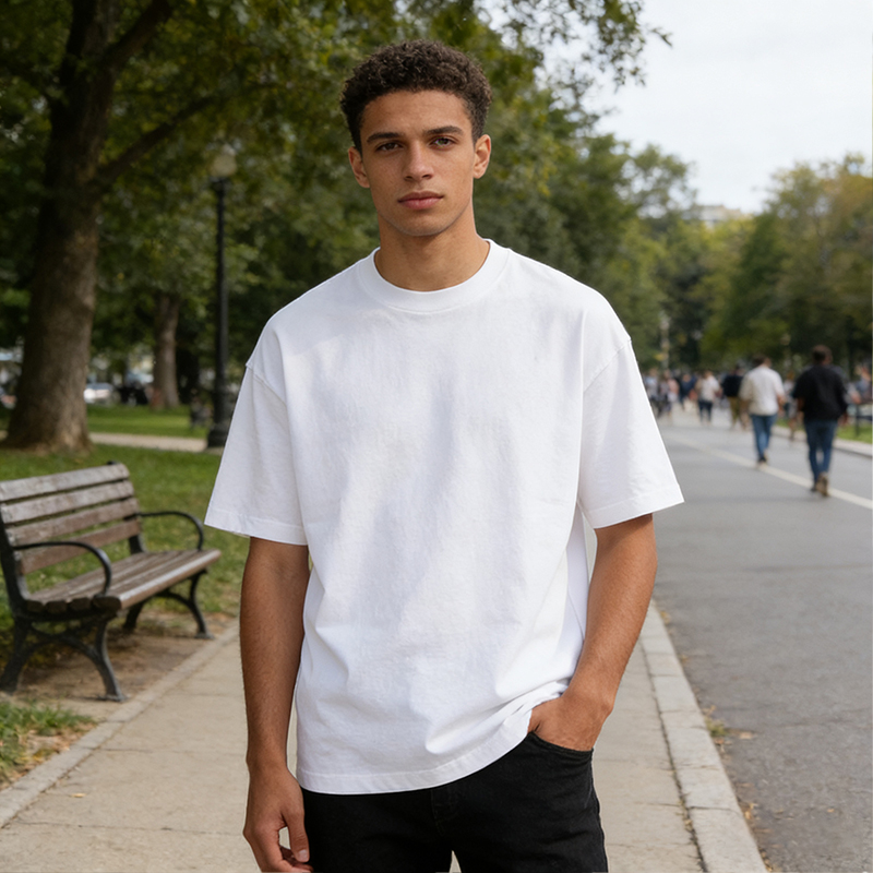 Unisex Oversized Crew Neck T-Shirt Short Sleeve Loose Fit Casual Basic Tee for Daily & Street Style CF14251