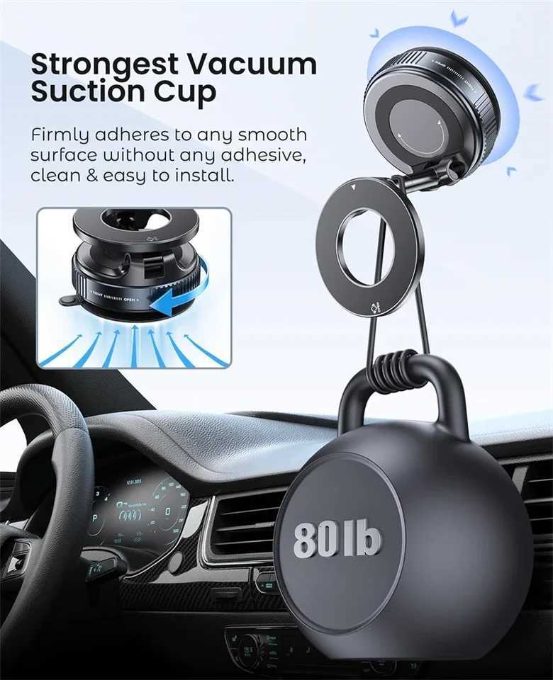 Vacuum Magnetic Suction Cup Phone Mount for 360 Adjustable Magnetic Phone Holder Foldable Portable Cell Phone Holders C251210