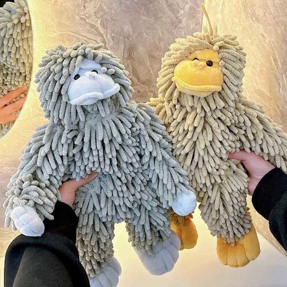 Gorilla Doll Hand Towel Chenille Fuzzy Animal Decorative Towel Cute Gorilla Towel with Hanging Loop for Kitchen Bathroom C251210