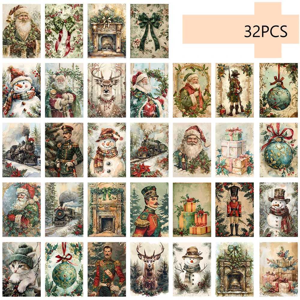 32pcs Vintage Christmas Postcards Halloween/Back-to-School Season/Birthday/Budget-Friendly Gifts Collectibles Mail-Ready H251210