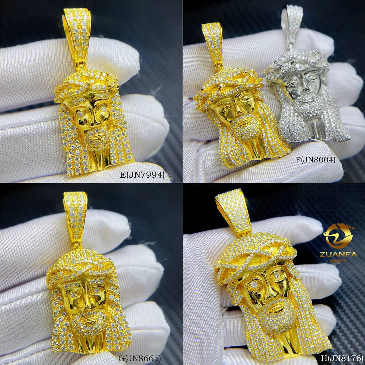 Fast Delivery Moissanite Jewelry Hip Hop 925 Sterling Silver VVS Moissanite Jesus Head Iced Out Jesus Pendant for Men