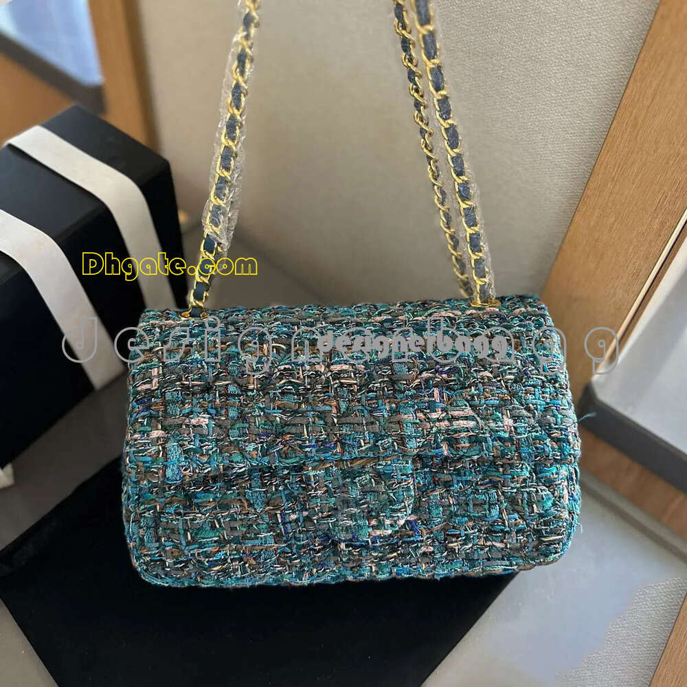 CC Designer Autumn winter fashion bags Trendy ladies shoulder satchel top tweed fabric wallet clutch underarm double flap bag Aa