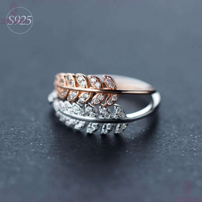 925 Sterling Silver sweet leaves Band Rings Sparkling Round cz Zircon designer love Ring For Women Luxury Wedding Accessories Jewelry