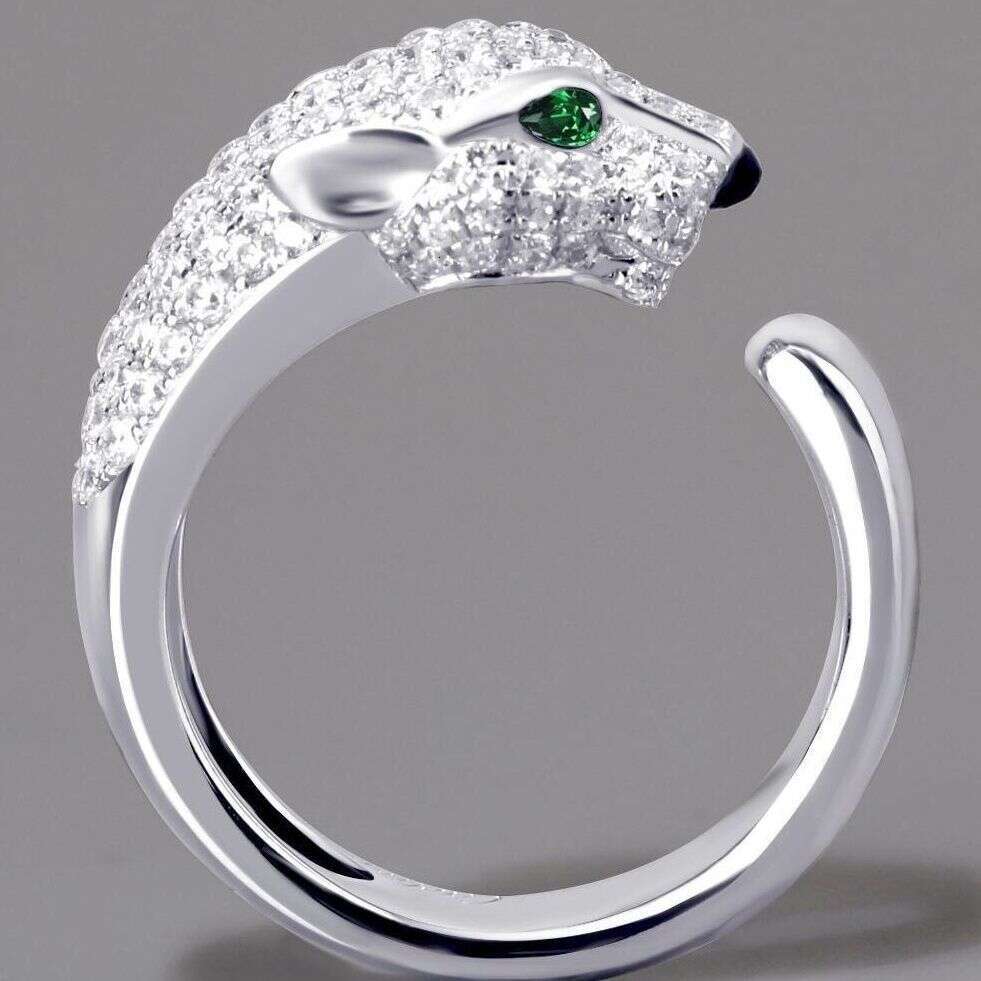 Ring For Women Designer Luxury New Domineering Light Luxury Fashion Leopard Head Ring for Men and Women, Platinum Plated Micro Inlaid Zircon Open Ring