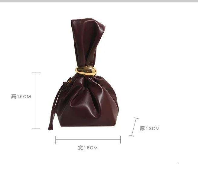 Soft Leather Clutch Luxury Designer Women Pleated Bucket Pouch Temperament Side Zipper Party Evening Bags Top-Handle Bag
