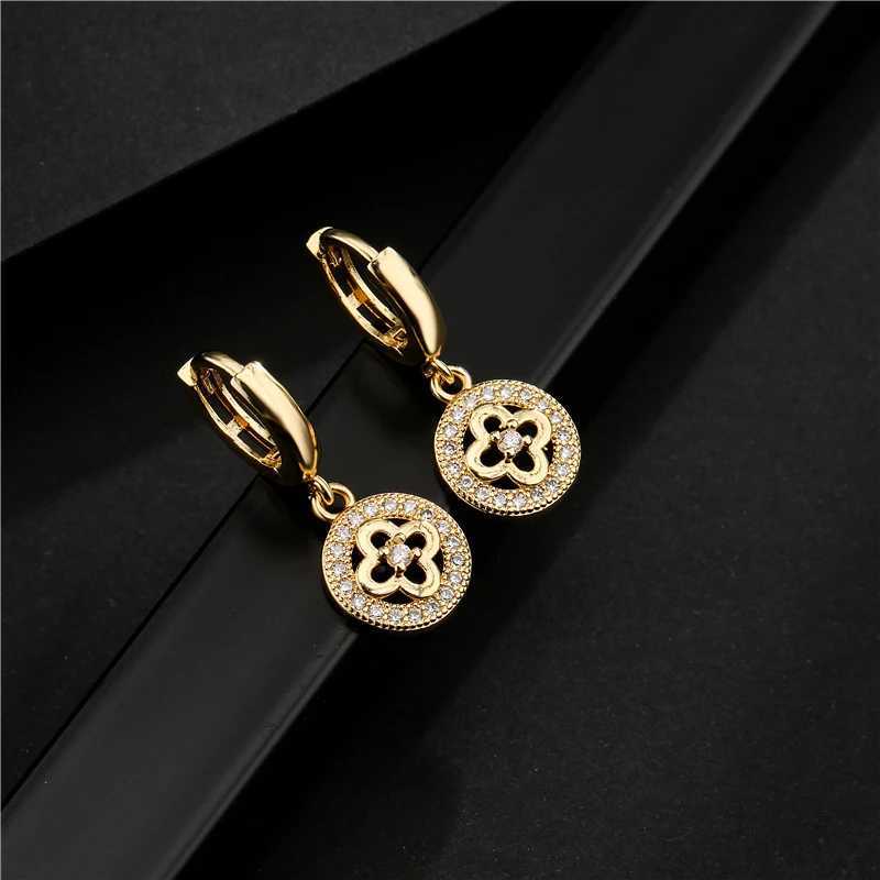 NEWBUY Fashion Gold Color Copper Plant Earrings Luxury Cubic Zirconia wer Dangle Earring Hot S Fem Party Jewelry Gift Y251210