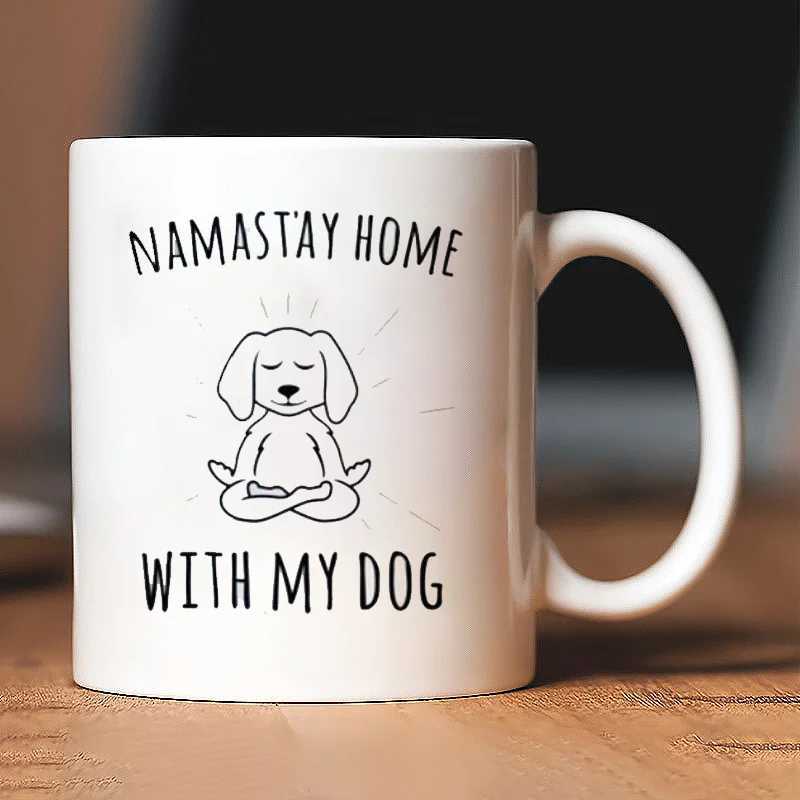 1 Namastay Home with My Dog Ceramic Mug - Insulated coffee mug with meditating dog pattern yoga and meditation theme can be C251210