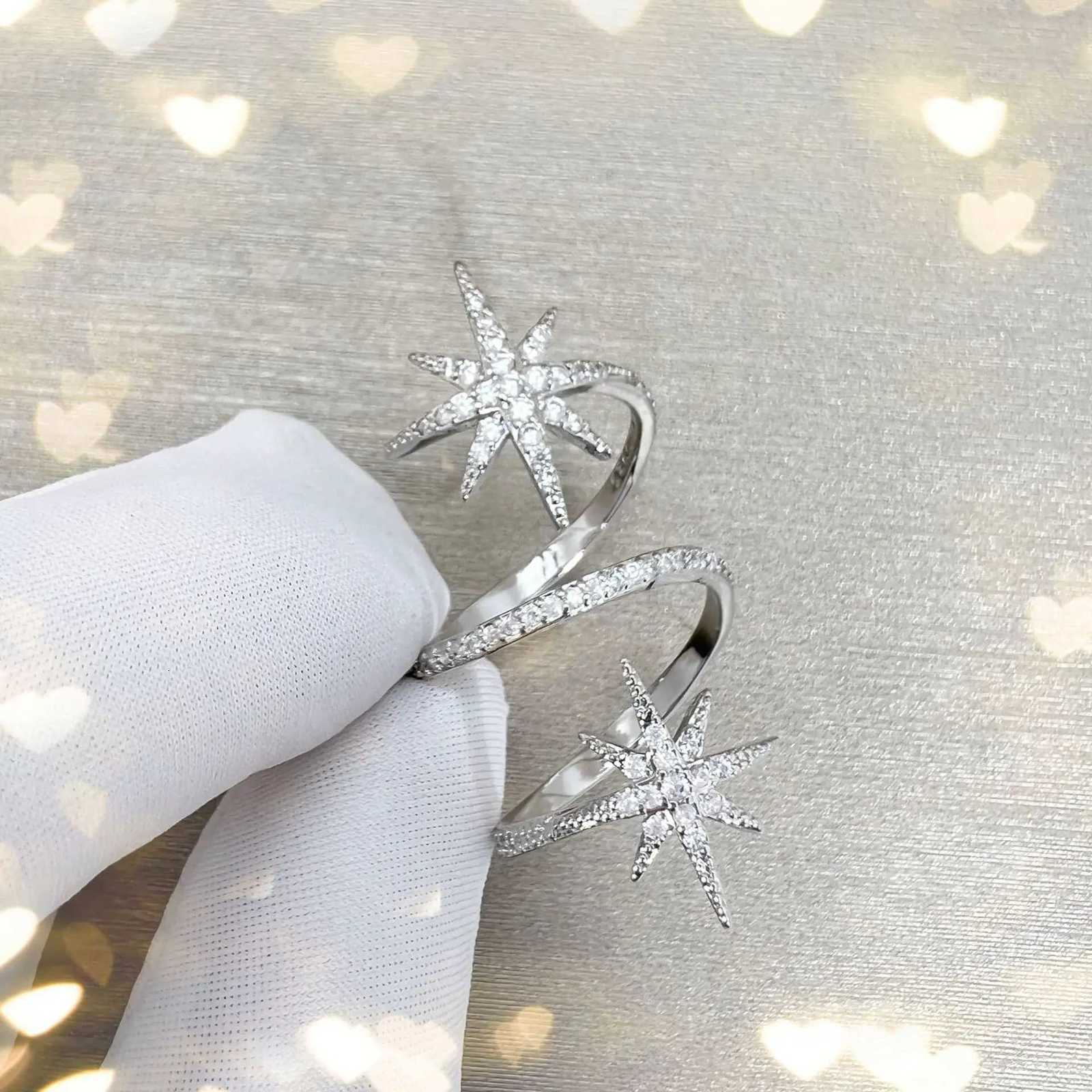 Temperament decprion eight star open ring niche design sense fashion personty index finger ring Y251210