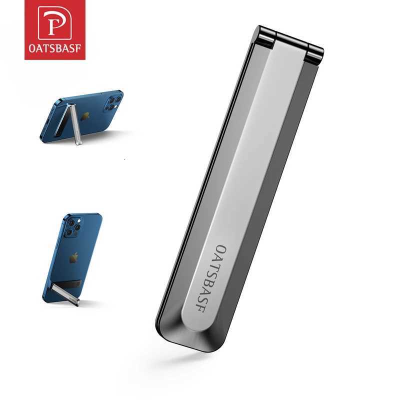 Oatsbasf Metal Invisible Phone Holder Foldable Stand For iPhone Magnetic L Shaped Vertical Kickstand Phone Back Sticker C251210