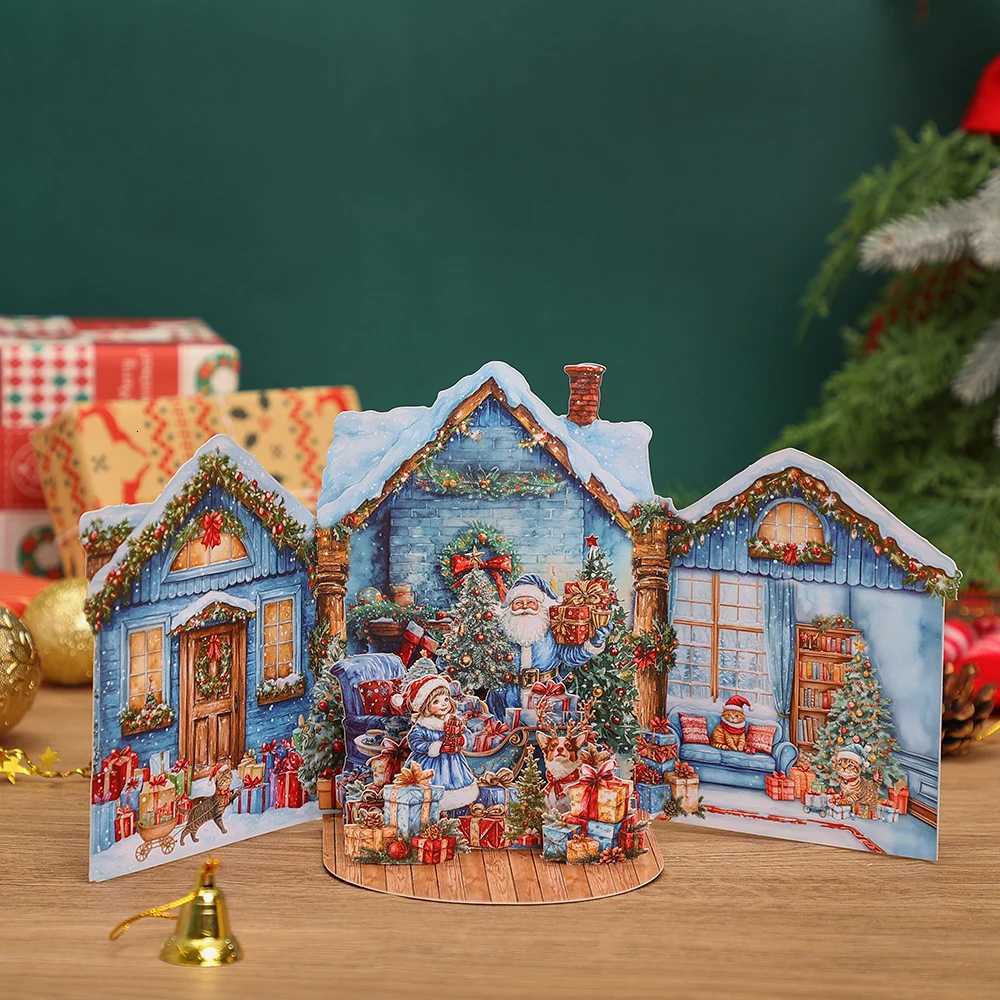 Christmas 3D Up Greeting Cards Festive Xmas Decoration Birthday/Christmas Gift for Her/Him Party Supplies Favors H251210