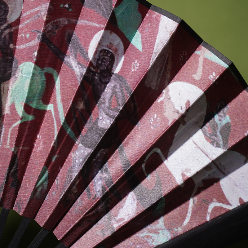 Dunhuang Everything Noble Folding Fan | 7 Inch Chinese Hanfu Fan Gift | Retro Silk Brocade Hand Fan Summer Travel Souvenir