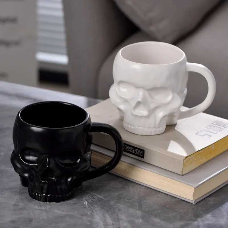 1Pc 580ML 600ML Porcelain White Black Skull Coffee Cup Beer Mug Drinkware For Juice Milk Ceramic Soup Bowls Halloween Gift C251210