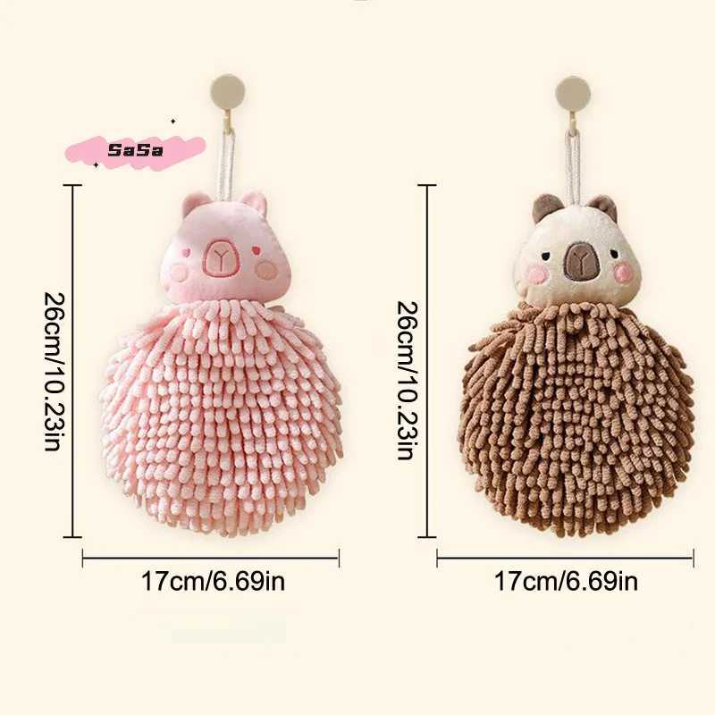 1Pc Capybara Hand Towel Super Absorbent Chenille Cute Kitchen Towel with Hanging Loops Funny Face Bath Towel C251210