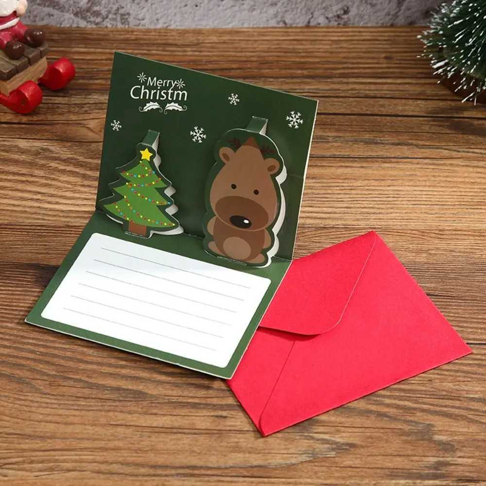 Christmas Tree Merry Christmas 3D Cards Handwriting Invitation Christmas -Up Cards Thank You Blessing New Year Greeting Cards H251210