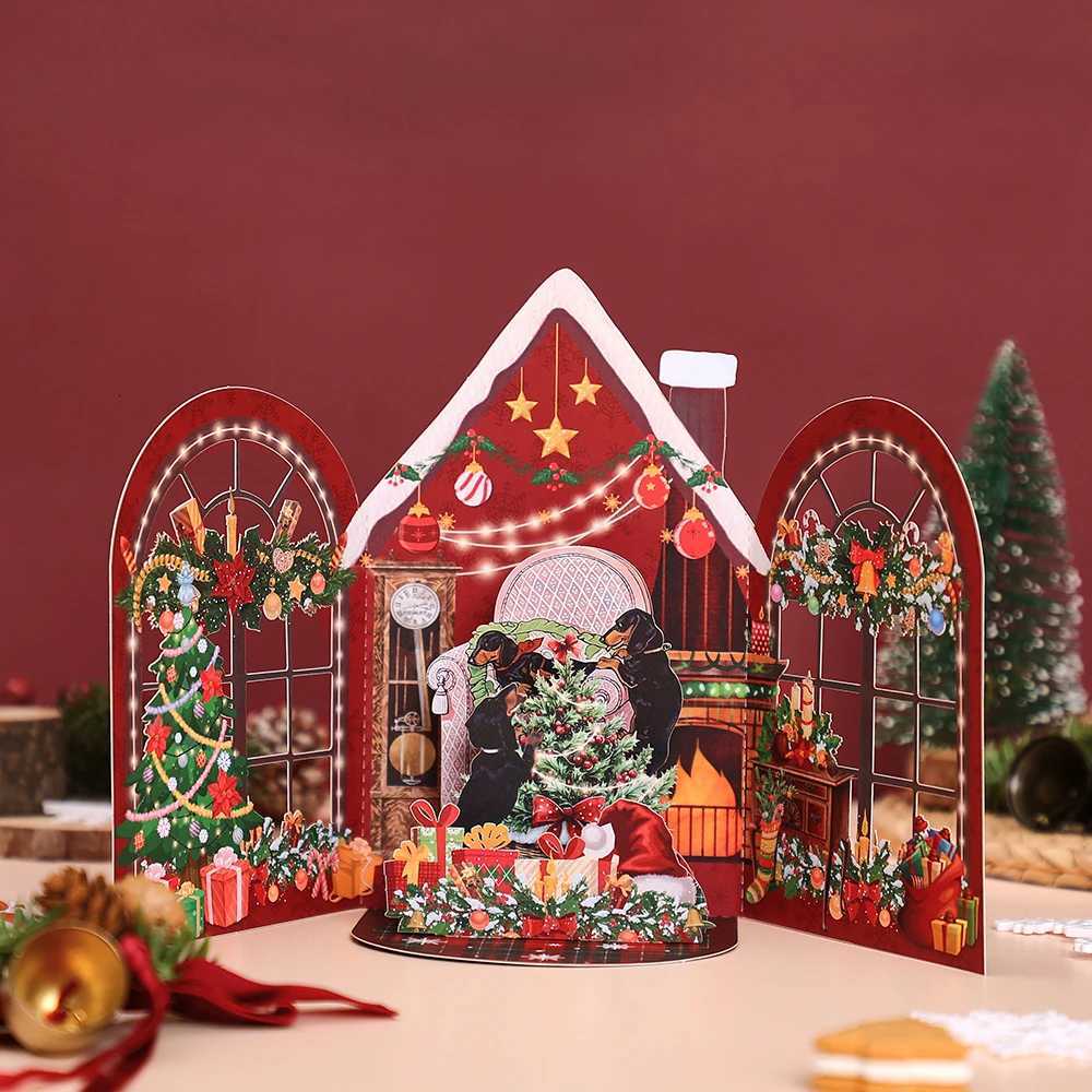 Christmas 3D Up Cards Festive Snowman Tree Theme Holiday Gift for Her/Him He Decoration Christmas Party Favors H251210