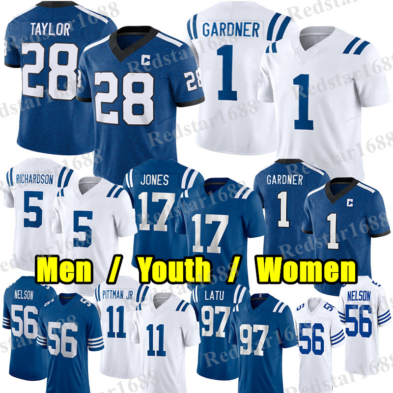 #84 Tyler Warren Football Jersey #28 Jonathan Taylor Sauce Gardner Anthony Richardson Daniel Jones Quenton Nelson Nick Cross Michael Pittman Jr Laiatu Latu jerseys