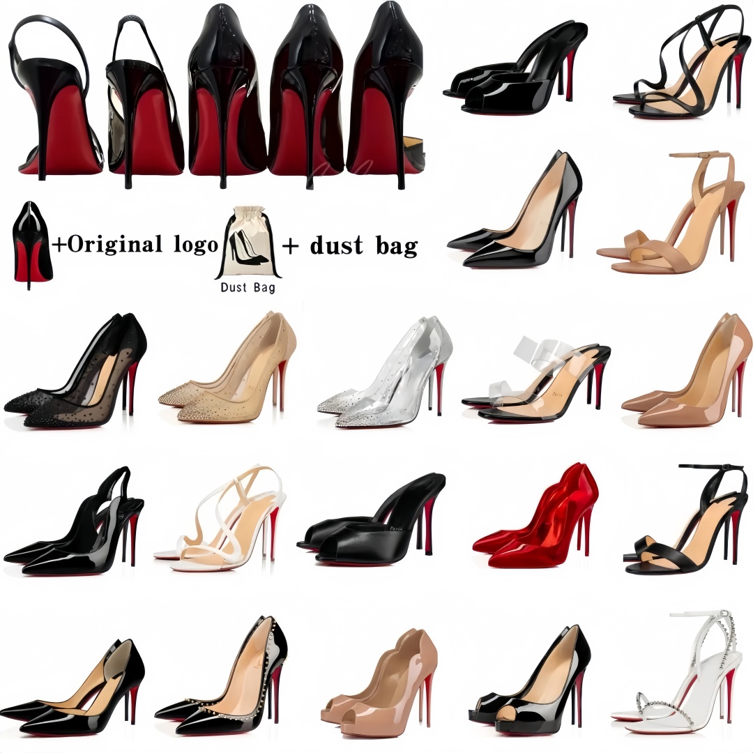 2025 Brand Designer Women's High Heels Red Shiny Bottomed 8cm 10cm 12cm Stiletto Genuine Leather Women's High Heels with Dust Bag us4-13