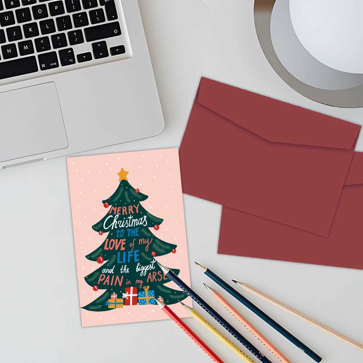 1PC Sweet Christmas Card Merry Christmas To The Love Of My Life Card with EnvelopeThank You CardsChristmas Gifts for HimHer H251210