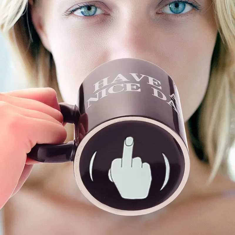 Ceramic Coffee Mug with Vertical Middle Finger Creative Relaxed Friendly Hand Milk Tea Cup New Style Office Mug Drinkware Gift C251210