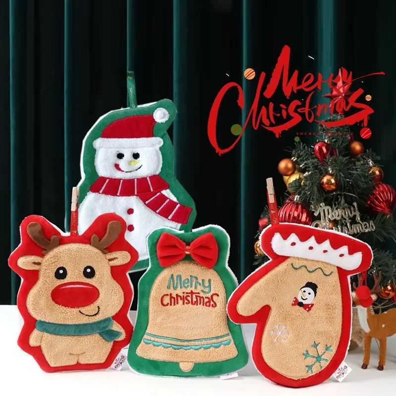 Christmas Santa Claus Hand Towel Single Piece - Soft Absorbent Creative Festive Design Perfect for Kitchen Bathroom Use C251210