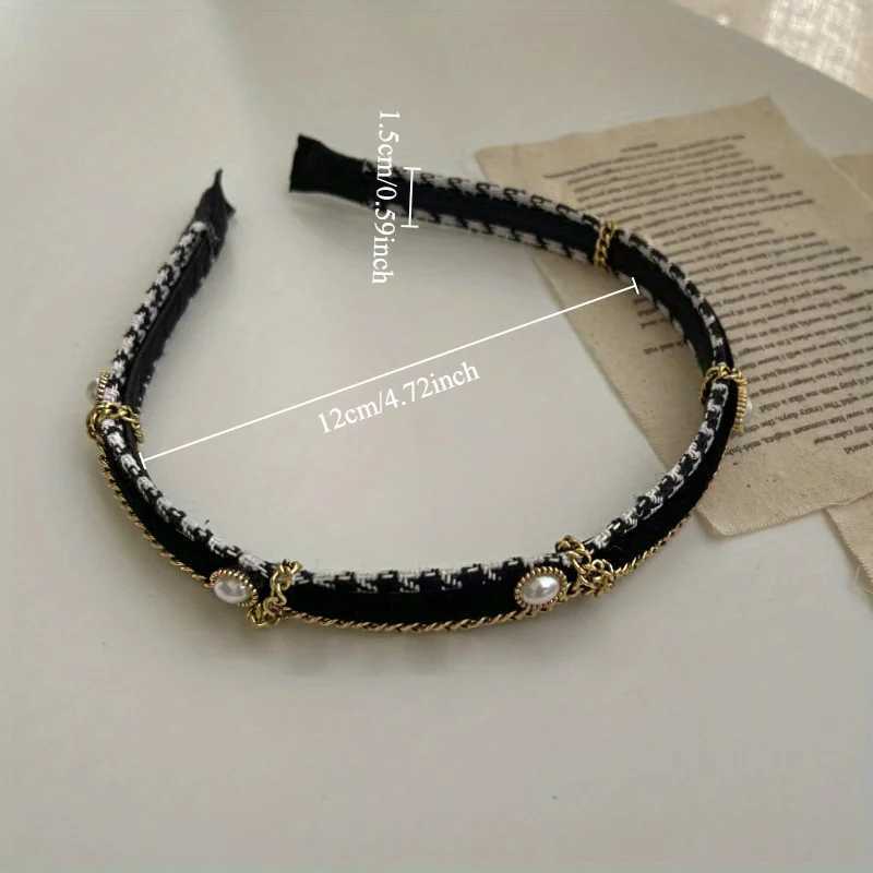 French thousand bird grid pearl chain band high-end exquisite retro design hairpin Y251210