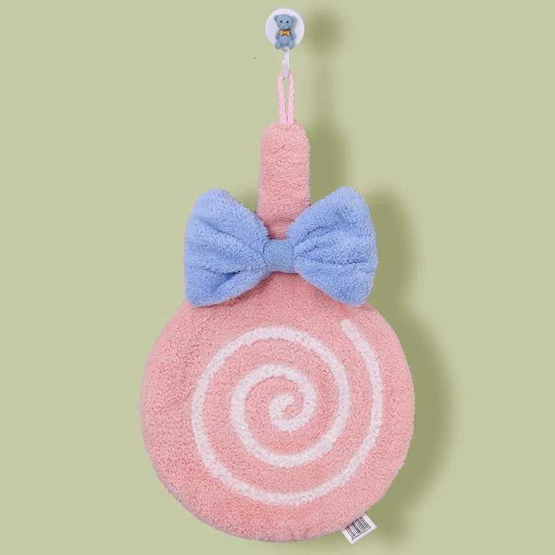 Lollipop-Shaped Hanging Hand Towel - Thickened Absorbent Kitchen Cloth for Hand Face Wiping C251210