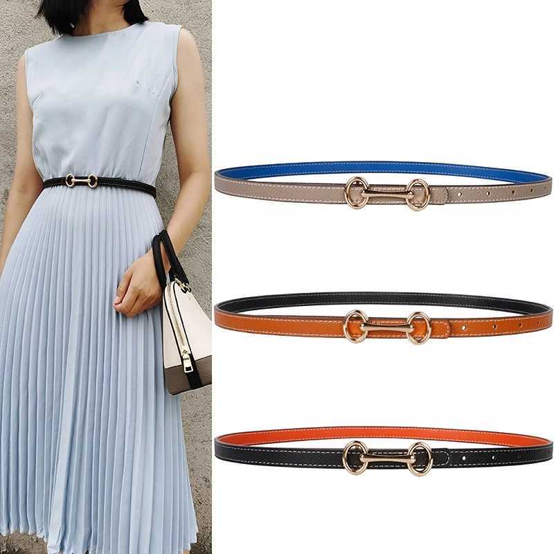 Luxury Double Sided Use Thin Pu Leather Belt for Women Dress Pants Waist Closing Decorative Belt Designer New Fashion Strap Y251210
