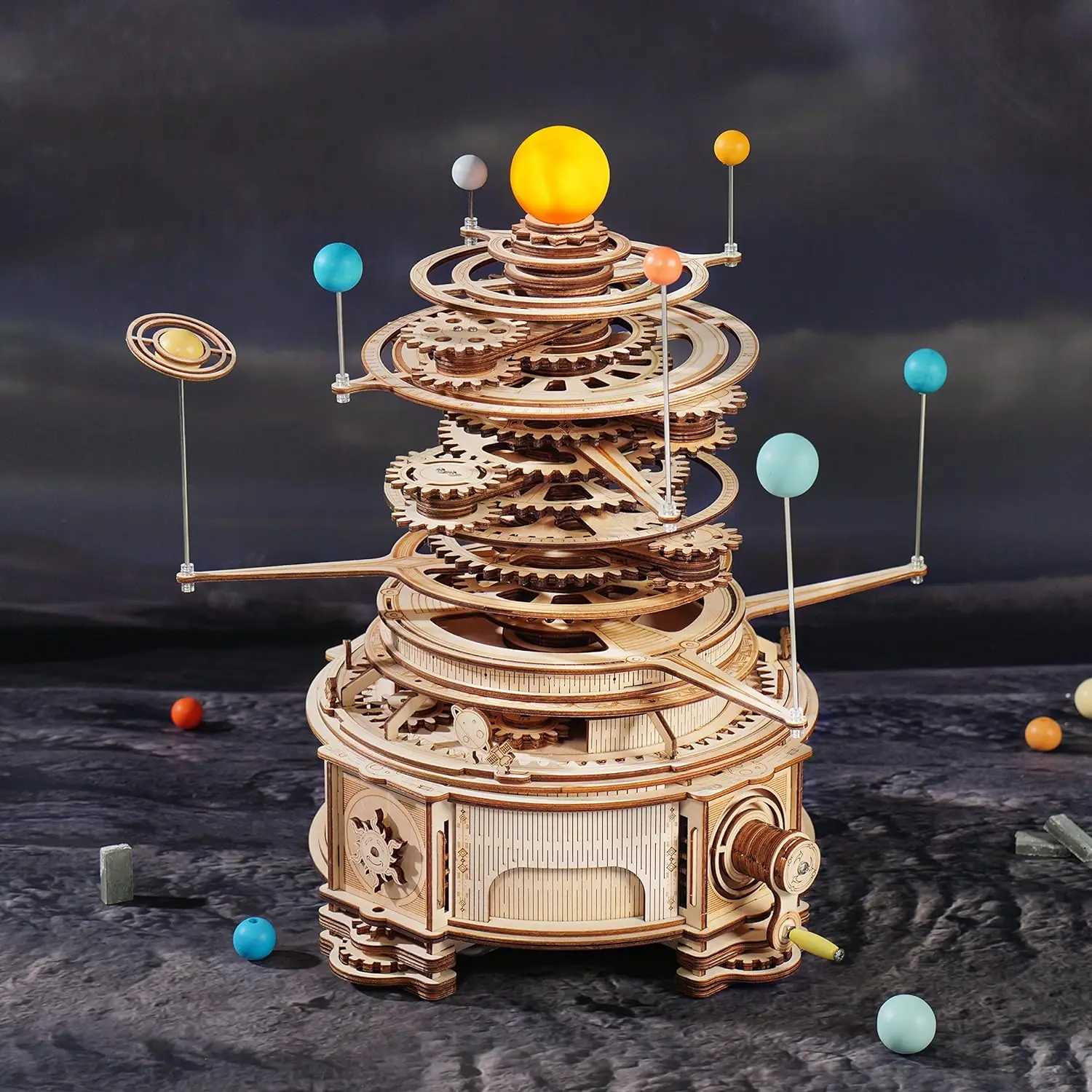 Robotime Rokr 316PCS Rotatable Mechanical Orrery DIY Wooden Model Building Block Kits Assembly Toy Gift for Children Adult ST001T251210